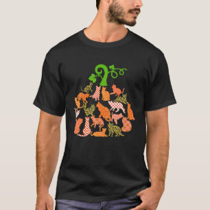 Kat Pumpkin Gestalten Karierte Leopard Katze Herbs T-Shirt