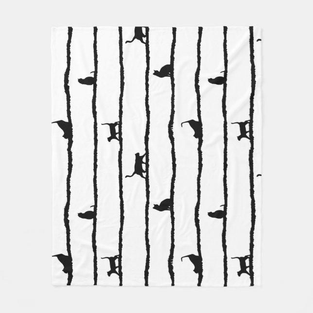 Kat-Silhouette Streifen Abstrakt Handgezeichnetes  Fleecedecke (Vorderseite)
