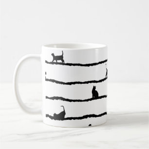 Kat-Silhouette Streifen Abstrakt Handgezeichnetes Kaffeetasse