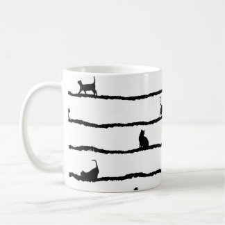 Kat-Silhouette Streifen Abstrakt Handgezeichnetes Kaffeetasse