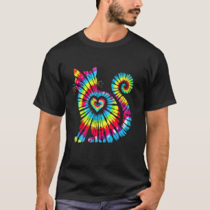 Kat Tie Dye Herz Farbige Haustier-Mama-Papa-Liebha T-Shirt