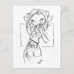 Kat Tooth Pick Postkarte