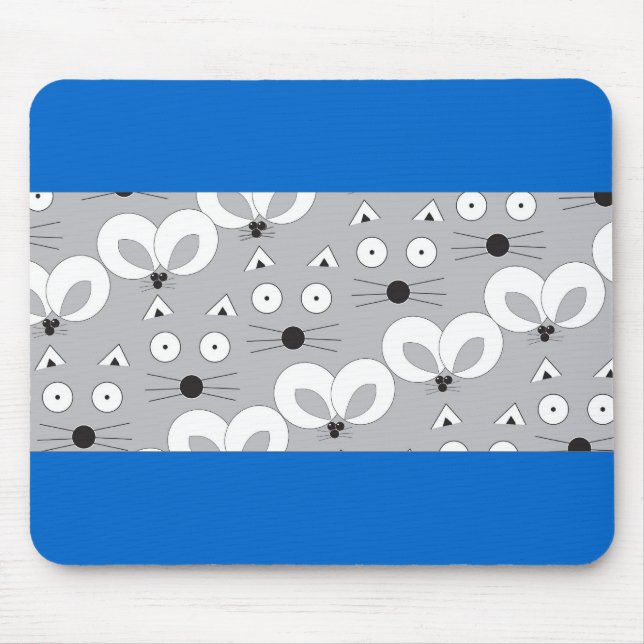 Kat- und Mausmuster grau Mousepad (Vorne)