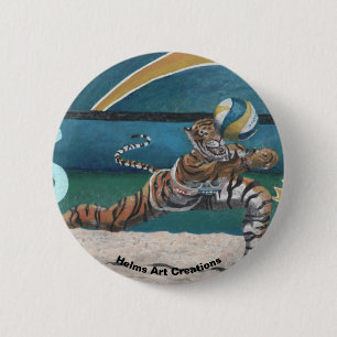 Kat Warrior Playing Volleyball Fantasy Button