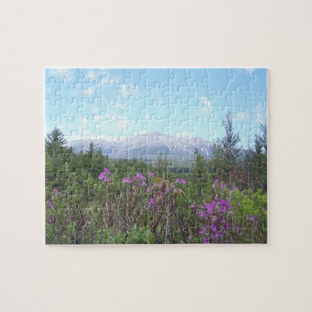 Katahdin und lila Blumen Puzzle (Horizontal)