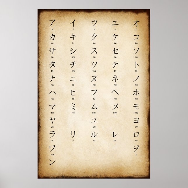 Katakana mit romanisch-japanischem Stil Poster (Vorne)