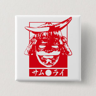 [Katakana] Roter Samurai-Charakter Button