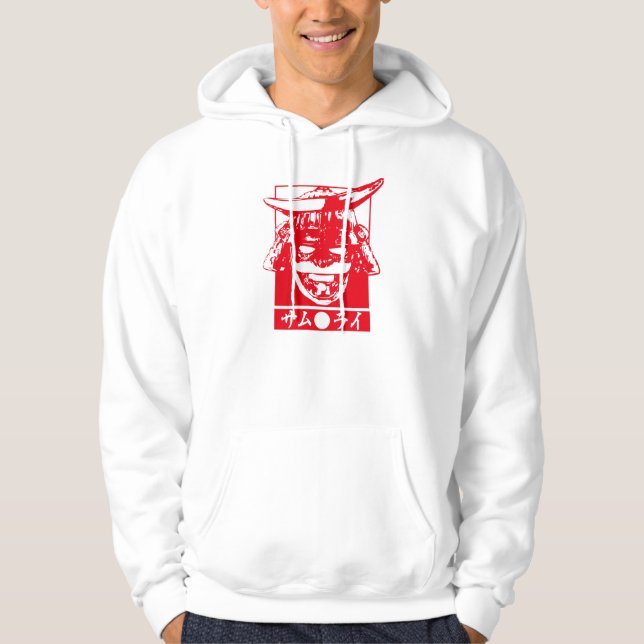 [Katakana] Roter Samurai-Charakter Hoodie (Vorderseite)