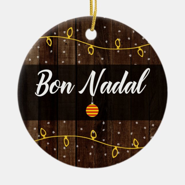 Katalan frohe Weihnachten, Bön Nadal Rustikaler St Keramik Ornament (Vorne)