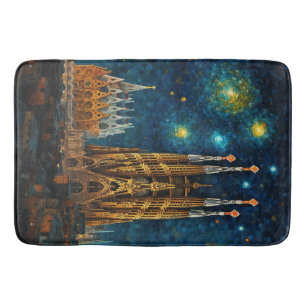 Katalan Starry Night   Gaudí Meets Van Gogh Badematte