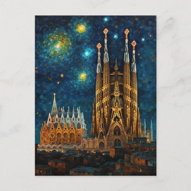 Katalan Starry Night | Gaudí Meets Van Gogh Postkarte (Vorderseite)
