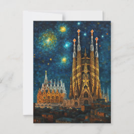 Katalan Starry Night | Gaudí Meets Van Gogh Postkarte