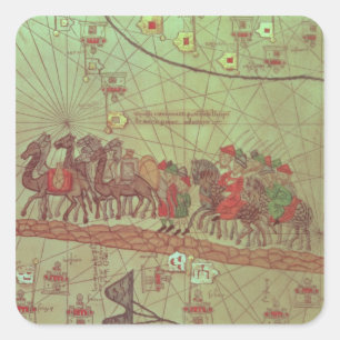 Katalanische Atlas, Einzelheiten mit Angabe Quadratischer Aufkleber