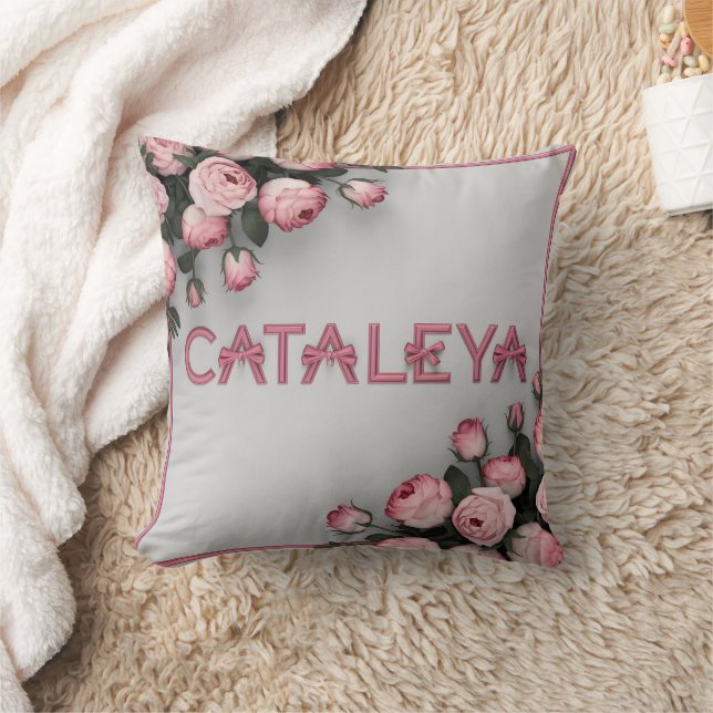 KATALEYA bestickte Rose Kissen & Keule (Decke)