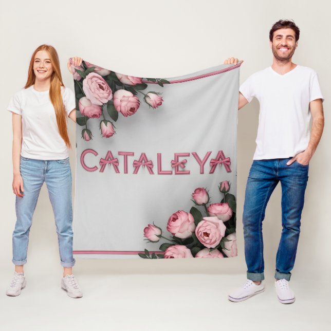 KATALEYA bestickte Rose Kissen & Keule Fleecedecke (Beispiel)