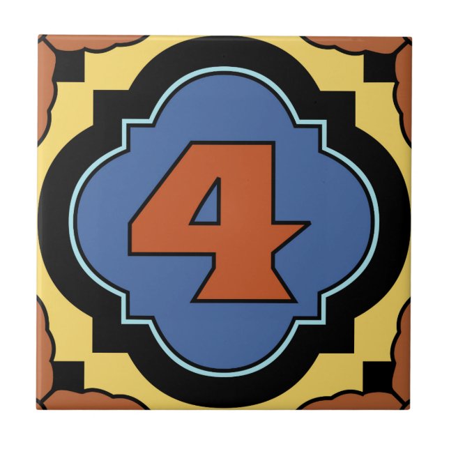 Katalina Island Number Address Tile 4 Fliese (Vorderseite)