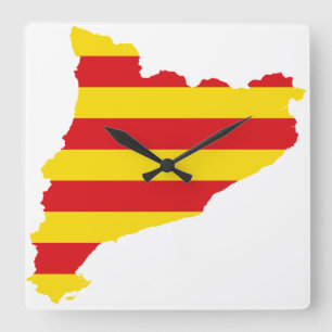 Katalonien - Flag Karte Quadratische Wanduhr
