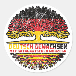Katalonien Katalanisch Deutsch Deutschland Baum Runder Aufkleber