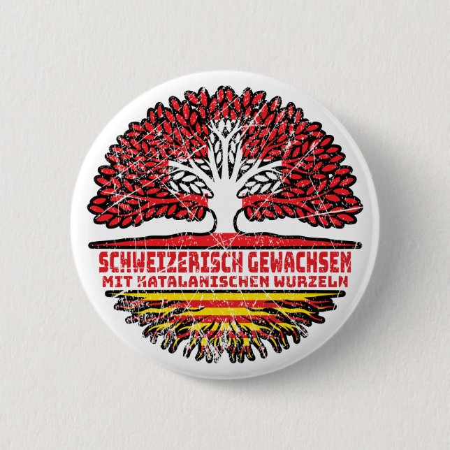 Katalonien Katalanisch Schweizer Schweiz Baum Button (Vorderseite)