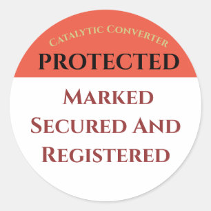 Katalytischer Konverter Geschützt, Textaufkleber b Runder Aufkleber