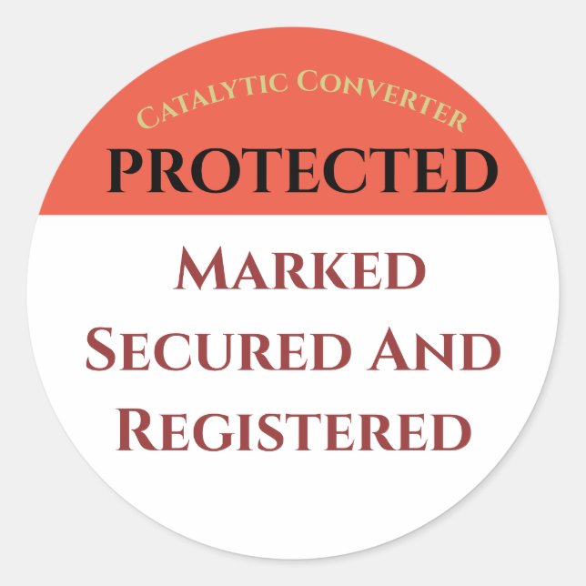 Katalytischer Konverter Geschützt, Textaufkleber b Runder Aufkleber (Vorderseite)