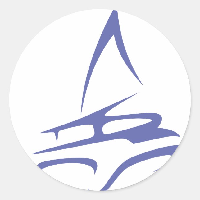 Katamaran im Swish Zeichnend Stil Runder Aufkleber (Vorderseite)