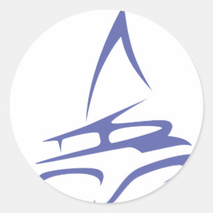 Katamaran im Swish Zeichnend Stil Runder Aufkleber