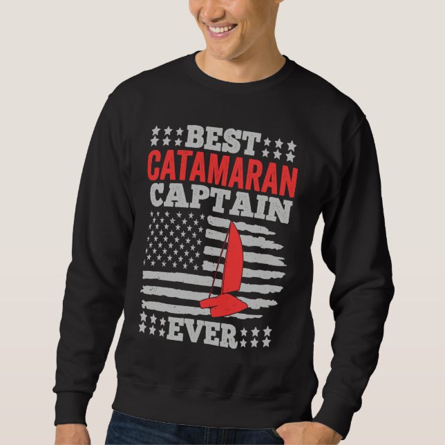 Katamaran-Segelsche Kapitän Segler Bester Katamara Sweatshirt (Vorderseite)