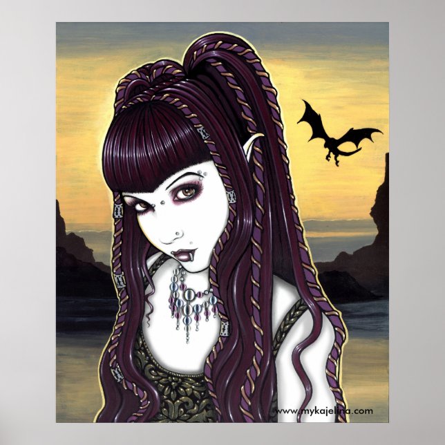 Katana Gothic Dragon Goddess Poster (Vorne)