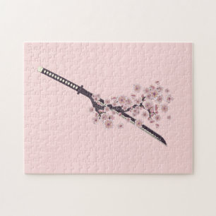 Katana mit Sakura-Zweig Puzzle