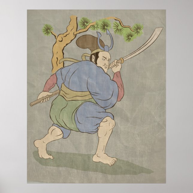 Katana-Schwertkämpfer Poster (Vorne)