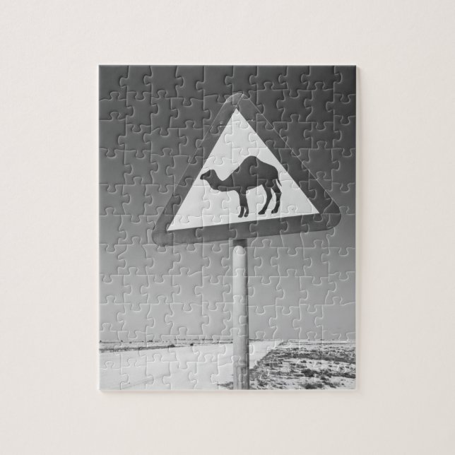Katar, Al Zubarah. Camel Crossing Road Puzzle (Vertikal)