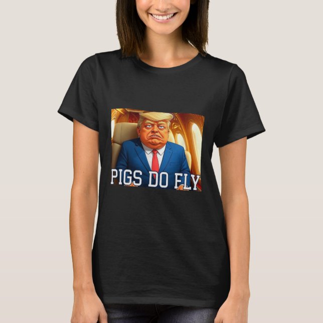 Katar ein Lago gegen Trump Katar Flugzeug Schweine T-Shirt (Vorderseite)