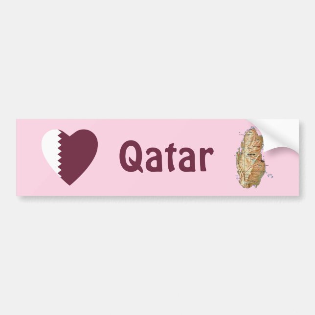 Katar Flag Herz + Karte Autoaufkleber (Vorne)