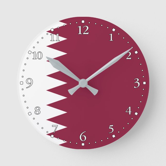 Katar-Flag Runde Wanduhr (Vorderseite)