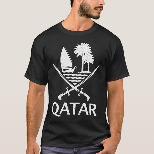 Katar-Flagge Katar-Emblem T-Shirt (Vorderseite)