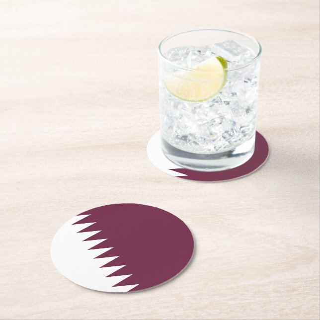Katar-Flagge Runder Pappuntersetzer (Vor Ort)