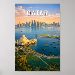 Katar-Illustration Reise Kunst Vintage Poster