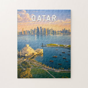 Katar Illustration Reise Kunst Vintage Puzzle