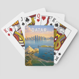 Katar Illustration Reise Kunst Vintage Spielkarten