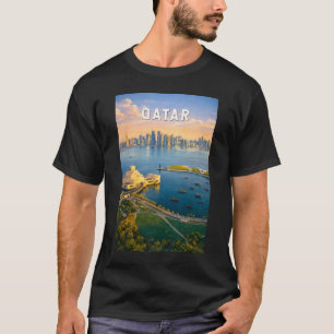 Katar Illustration Reise Kunst Vintage T-Shirt