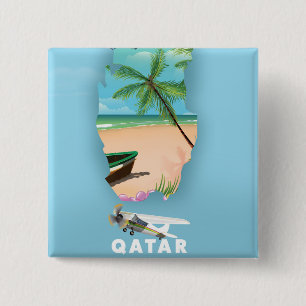Katar illustriertes Reiseplakat Druck Button