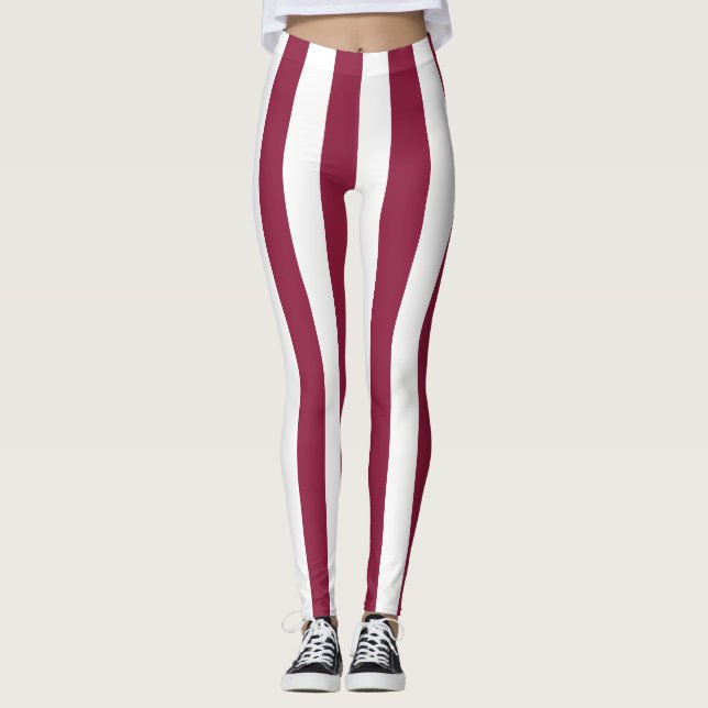 Katar National Flag Colors Vertikal gestreift Leggings (Vorderseite)