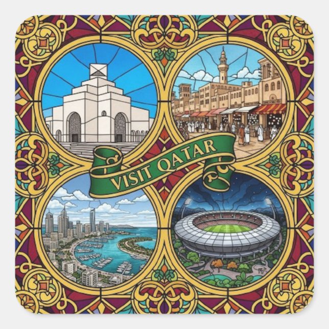 Katar Quadratischer Aufkleber (Vorderseite)