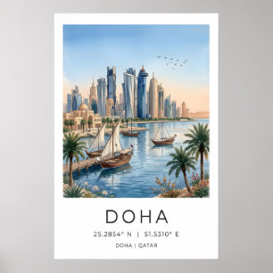 Katar Stadtbild Poster - Moderne Türme und
