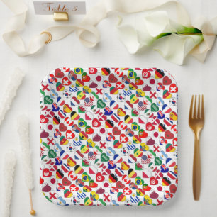 Katar-Turnier 2022 32 Herz-Country-Flaggen Pappteller