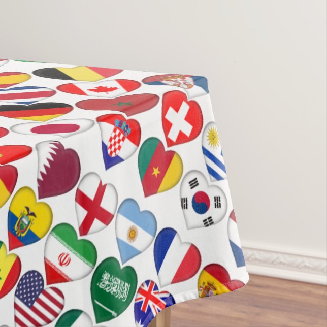 Katar-Turnier 2022 32 Herz-Country-Flaggen Tischdecke (Beispiel)