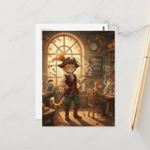 Katatenpirat serviert Kaffee Postkarte