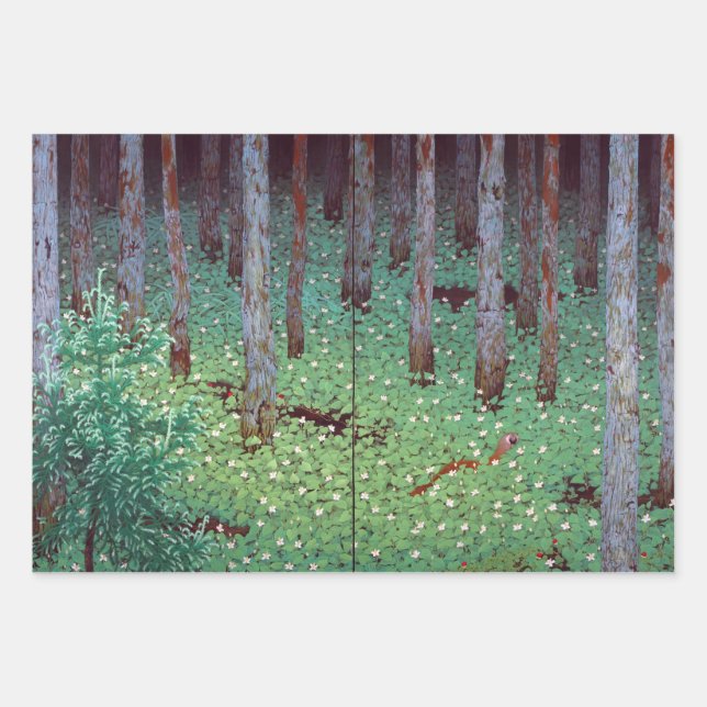Katayama Bokuyo Mori Forest Wrapping Paper Geschenkpapier Set (Vorderseite)