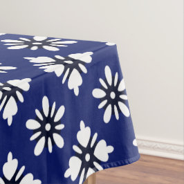 Katazome weiße Blumen auf Indigo Tischdecke